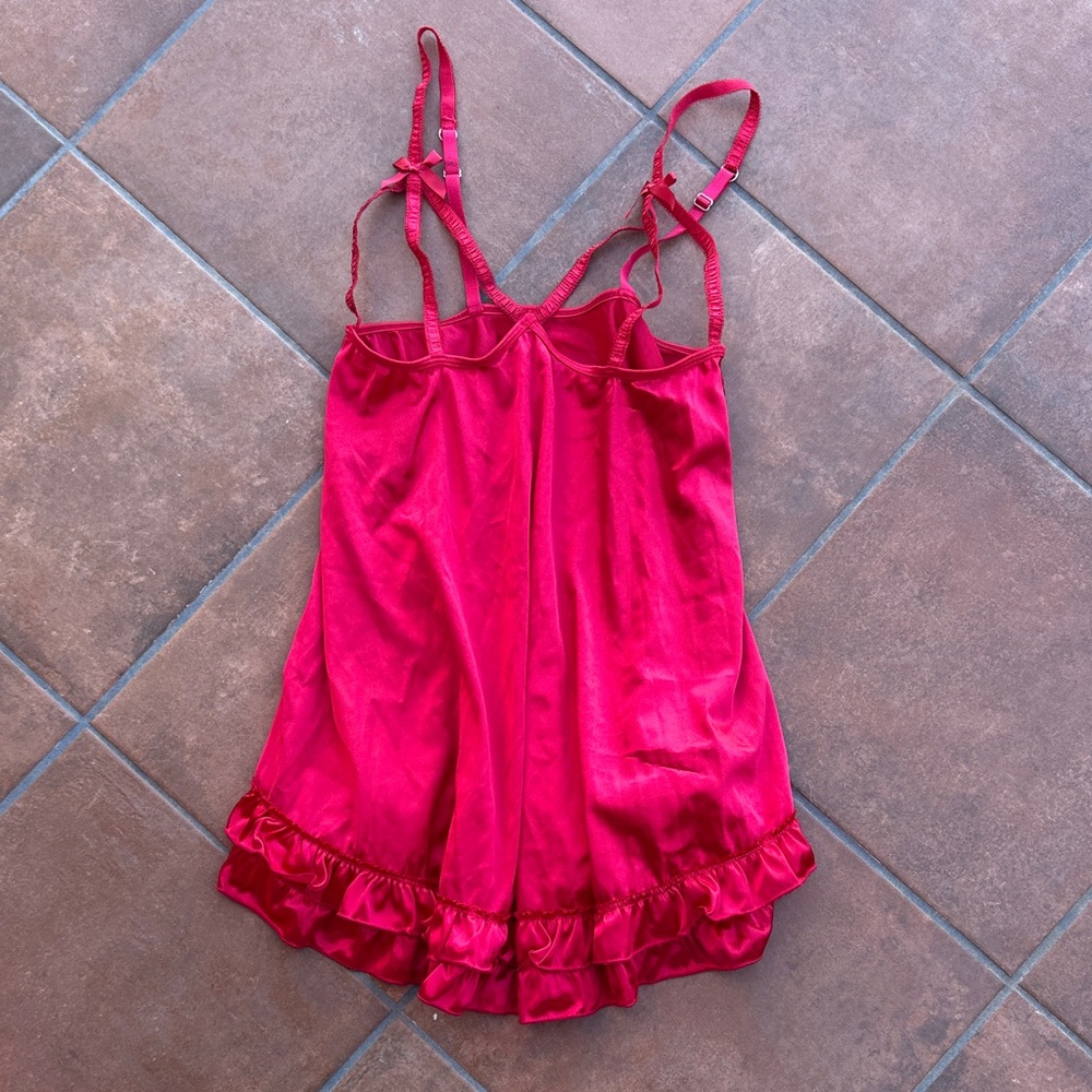 Christmas Chic Red Ruffled Women's Chemise sexy